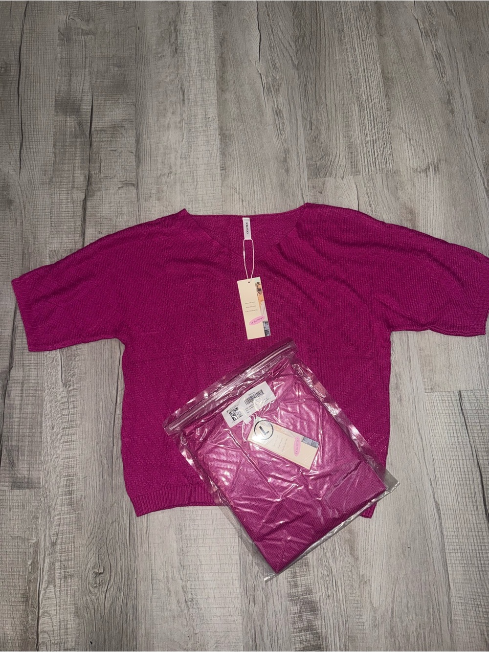 NEW DOKOTOO Women’s Short Sleeve Knit Sweater Top – Pink – Size Large